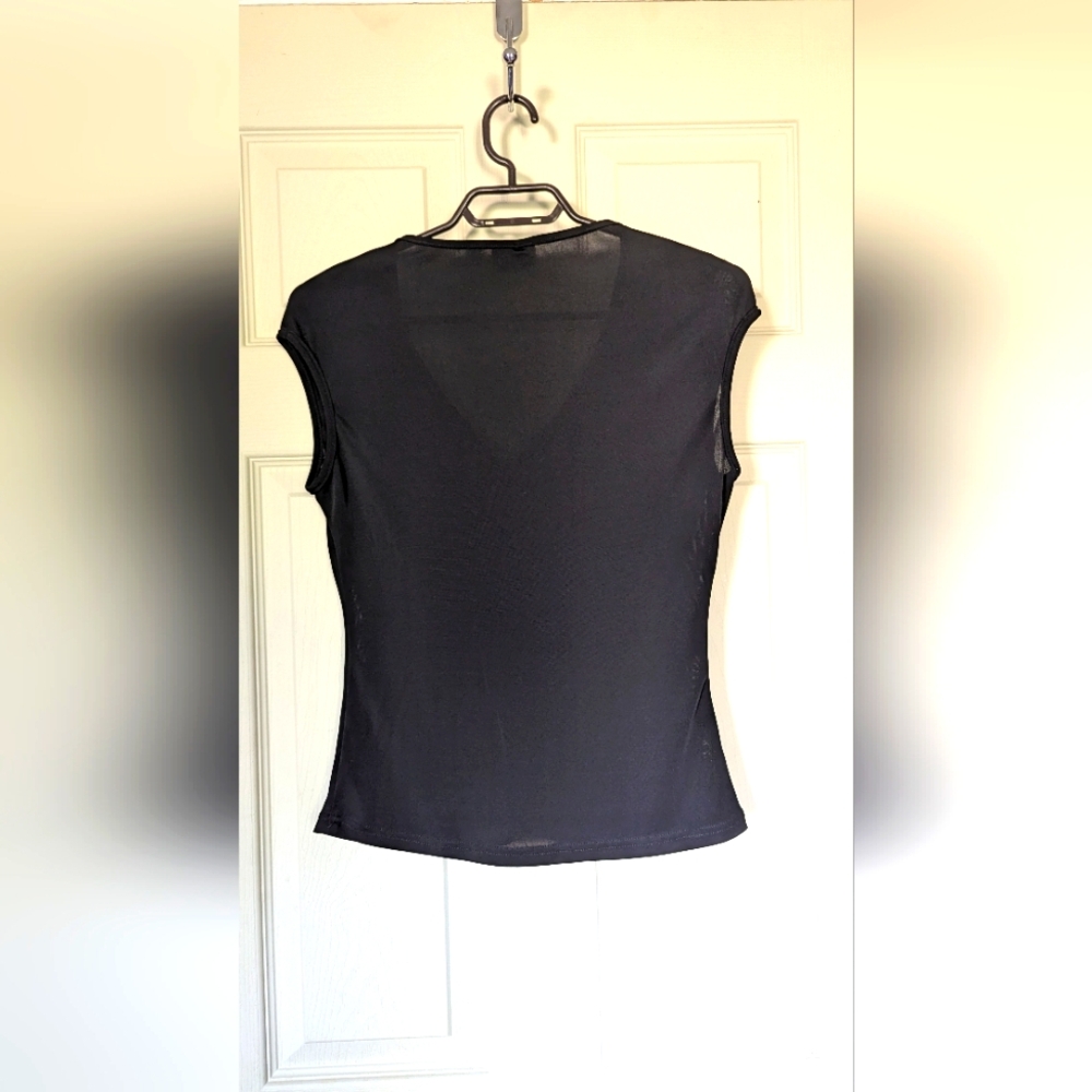 Black Mesh Ruffle Top - Picture 2 of 2